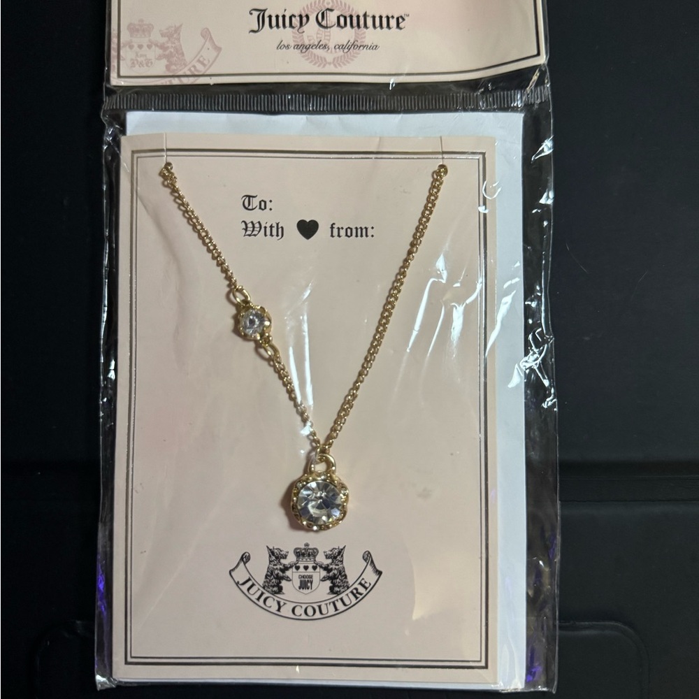 Juicy Couture Gold Necklace with Rhinestone Embellishments